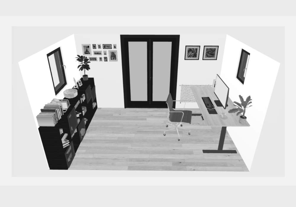 Shepherds hut home office 3D floor plan